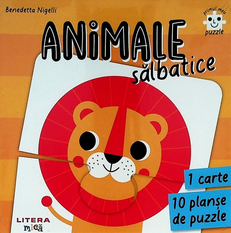 Animale salbatice. 1 carte. 10 planse de puzzle