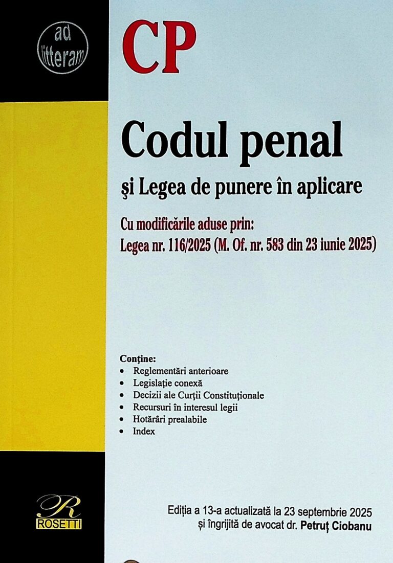 Codul penal si Legea de punere in aplicare