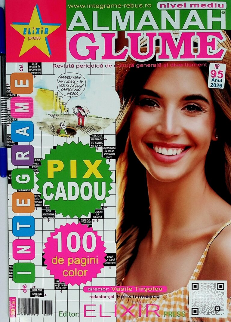 Almanah glume, nr. 95. Integrame, nivel mediu + pix cadou