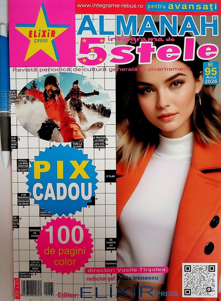 Integrama de 5 stele, nr.95 - Almanah cu 100 pagini color + pix cadou
