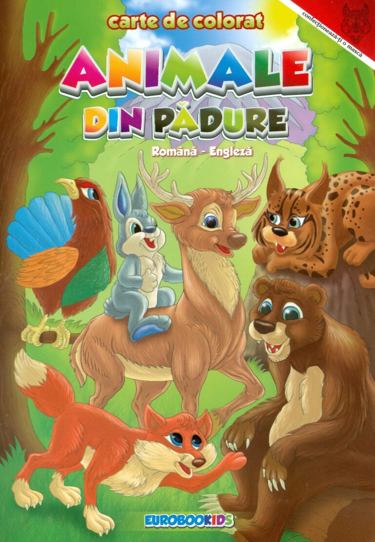 Animale din padure, romana-engleza: carte de colorat